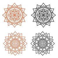Set of Sacred Tibetan Mandala with intricate geometric symmetry in white background new 2025,trendy,unique,april vector