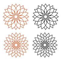 set of floral elements,Sunflower Mandala with petal symmetry and elegant curves in white background 2025 new trendy unique vector