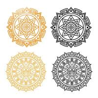 Set of Sacred Tibetan Mandala with intricate geometric symmetry in white background vector