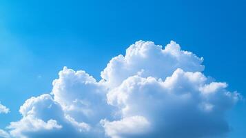 Fluffy white clouds against bright blue sky create serene atmosphere. vibrant colors evoke sense of peace and tranquility, perfect for sunny day photo