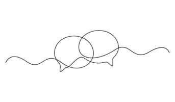 Continuous one line drawing of speech bubbles. Single line art speech bubbles. Doodle graphic illustration vector