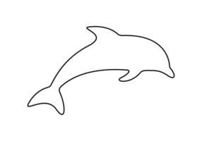 Dolphin one continuous line drawing. Single line art dolphin. Graphic illustration vector