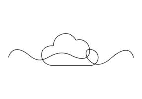 Single continuous line art drawing cloud. One line art cloud icon. Graphic illustration vector