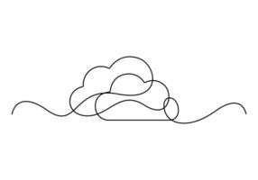 Cloud illustration one continuous line drawing. Single line drawing cloud vector