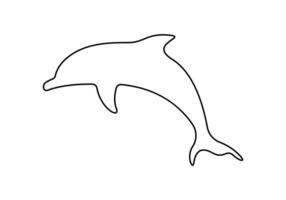 Dolphin illustration in one continuous line drawing. Single line art dolphin icon. Graphic illustration vector