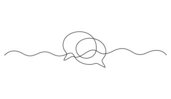 hand drawn illustration of speech bubbles communication with continuous one line art. Graphic illustration vector