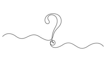 Question mark linear background. Single continuous line drawing of a question mark. Pro illustration vector