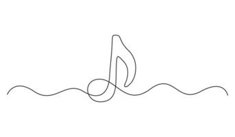 Musical note one continuous line icon. Single music line art note. Graphic illustration vector