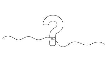 Question mark linear background. Continuous single line drawing of a question mark. Pro illustration vector