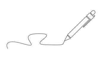 Pen icon continuous single line drawing outline graphic illustration vector