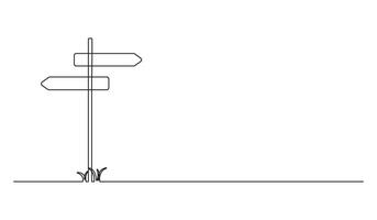 One line sign road way arrow single illustration street icon. Continuous one line direction sign journey background board guidance information concept graphic illustration vector