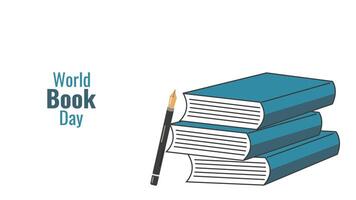 International Book Day literacy day Read education. Stack of books and pen. Educational layout design of promotional materials for website social networks and blog. illustration. vector