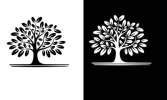 white and black tree vector