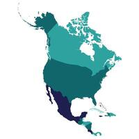 North and Central America map with countries map in multicolor vector