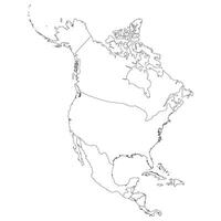North and Central America map. Map of Central and North America continent map with countries map in white color vector