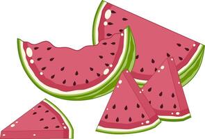Slices of Fresh Ripe Watermelon. Cute and Simple Style. vector