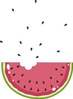 Fresh Ripe Watermelon Slice Sprinkled With Seeds. Cute and Simple Style. vector
