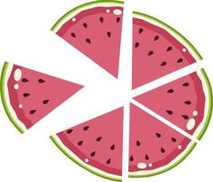 Fresh Ripe Watermelon Pizza Slices. Cute and Simple Style. vector