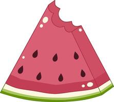 Watermelon Slice With Bites On Top. Cute and Simple Style. vector