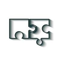 Puzzle of 2 black pieces on white background. Graphic design. vector