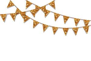Bunting glitter golden on white background. Graphic design. vector