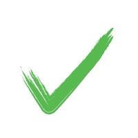 A green check mark on a white background vector