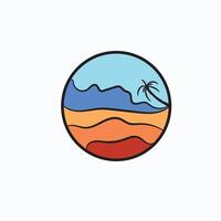 Abstract Gradient Sunsets with Palm Tree Silhouettes for Logo Design vector