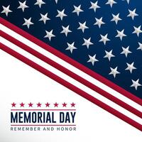 Memorial day background design with remember and honor text and 3d stars vector