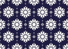 White lotus blooming design on dark blue background, ethnic fabric seamless pattern, design for cloth, carpet, batik, wallpaper, wrapping etc. vector