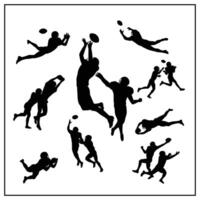 Silhouette American football player to catch a ball. Outline design and illustration. vector