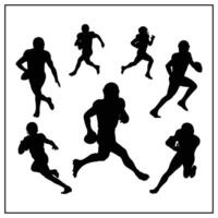 Silhouette American football player running, outline design and illustration. vector