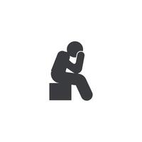 illustration flat design icon of a person contemplating or regretting. vector