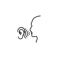 A simple outline design illustration of ears whispering or gossiping. vector