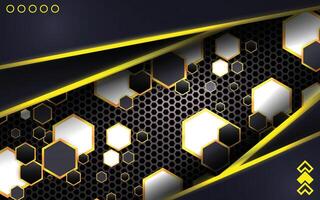 abstract hexagon background with black and yellow lines vector