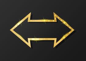 Gold arrow direction. Golden premium design with shiny diamond on black background. Flat element with empty copy space vector