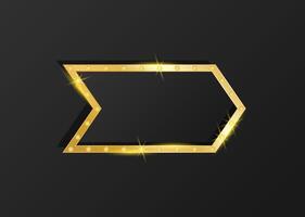 Gold arrow direction. Golden premium design with shiny diamond on black background. Flat illustration with empty copy space vector