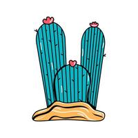 Cactus icon in retro style. Abstract symbol of desert. Flat illustration isolated on white background vector