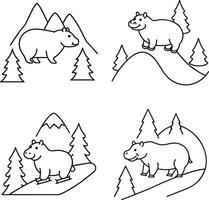 Fun illustration of wild and zoo animals, including a hippo, as a coloring page. vector