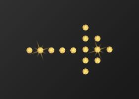 Arrow diamond direction. Golden premium design with shiny elements on black background. Flat illustration vector