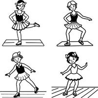 Dance Coloring Pages illustrating youngsters and infants in a jubilant group illustration vector