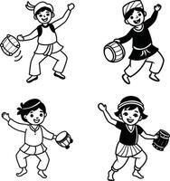 Dance Coloring Pages presenting children and babies in an enjoyable group illustration vector