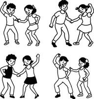 Dance Coloring Pages featuring children and toddlers in a jolly group illustration vector