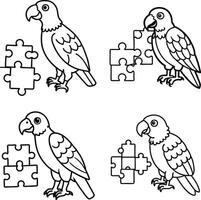 Bird Sketch Collection for Coloring Parrot Line Art Detailed vector