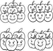 Line art design of a red apple with a green leaf for a fresh and healthy coloring page vector