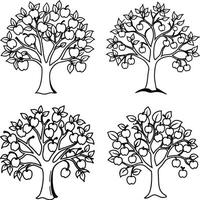 Fresh and healthy line art coloring page featuring a red apple with a green leaf in style vector