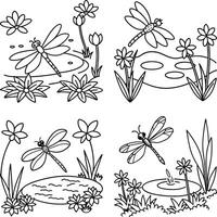 Simple nature line art coloring page vector