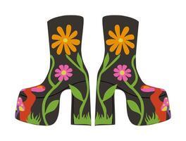 Retro 70s platform boots isolated on white vector