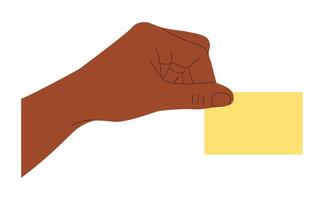 Hand holding sticky note, blank peace of paper vector