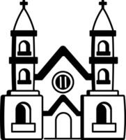 Doodle illustration showing a front view of a church building vector