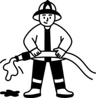 A hand drawn illustration of firefighter character vector